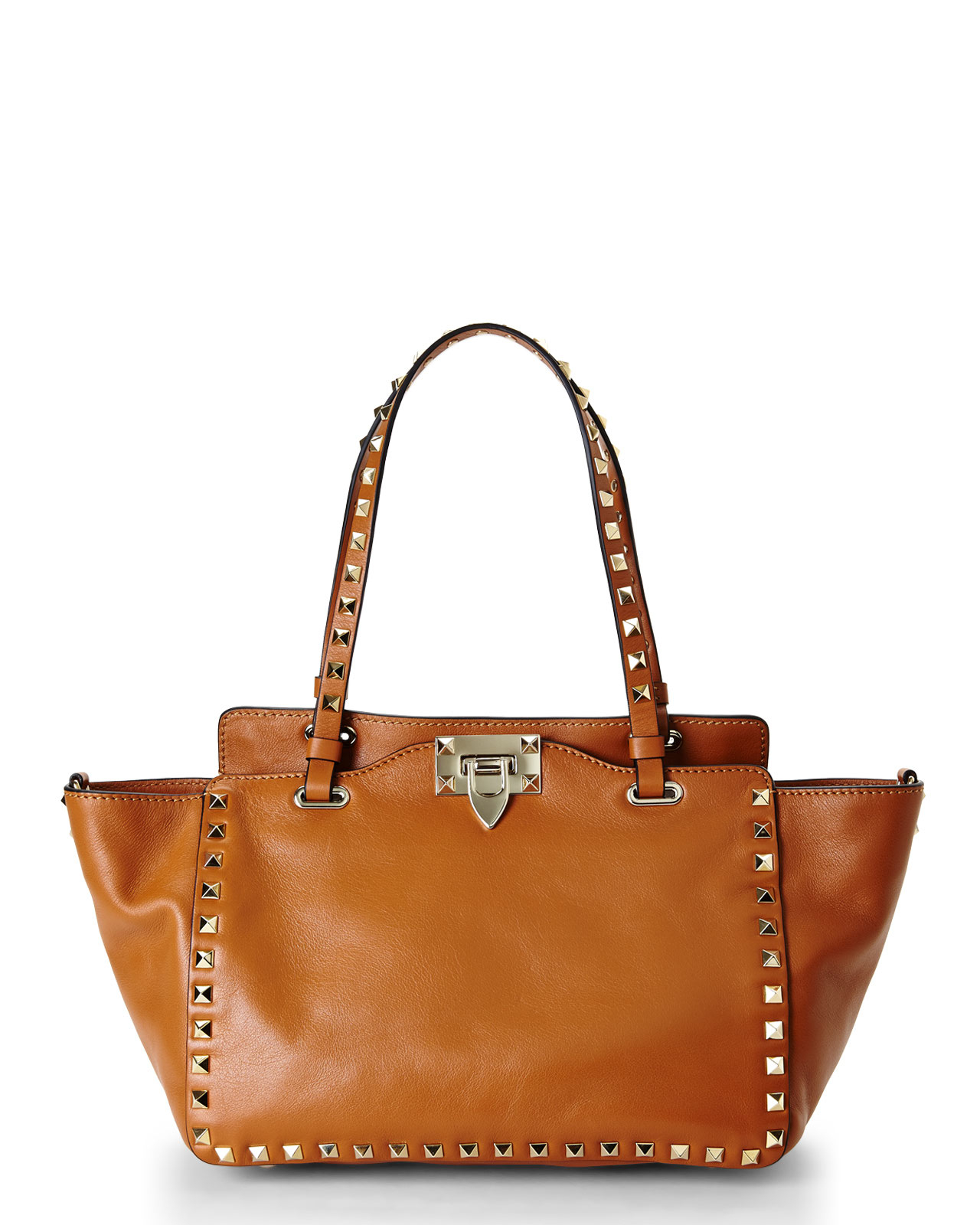 prada messenger bag brown - Valentino Cognac Rockstud Mini Tote in Brown (cognac) | Lyst