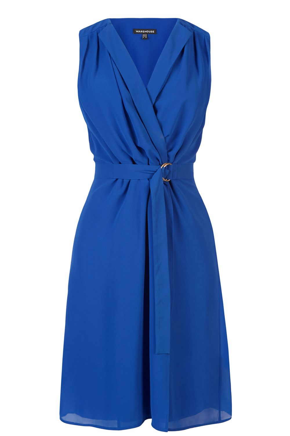 Warehouse Open Collar D Ring Dress in Blue (Bright Blue) | Lyst