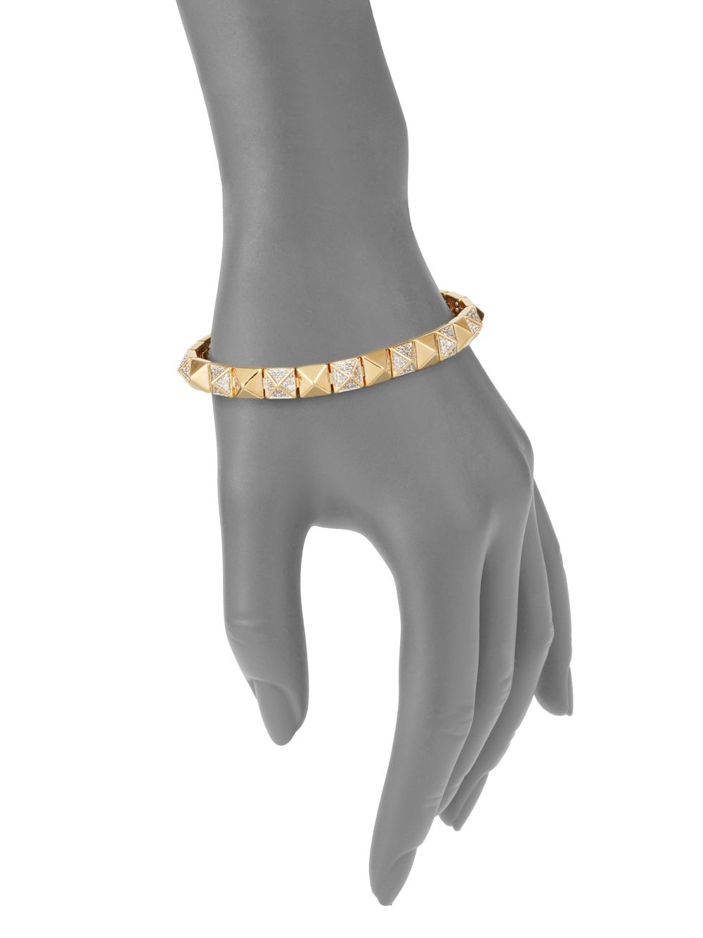 Noir Jewelry Pavé Pyramid Stud Bracelet in Metallic | Lyst