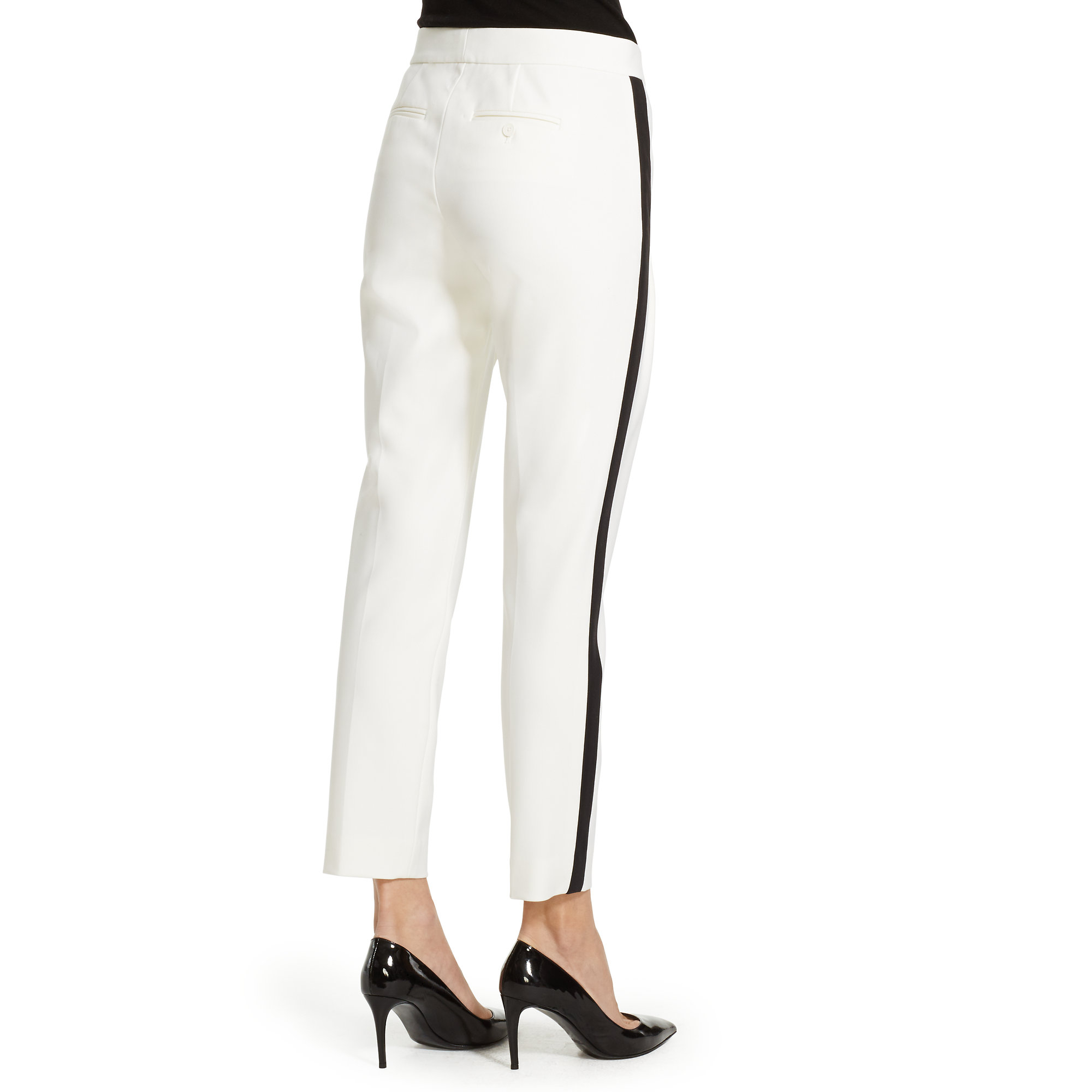 womens black tuxedo pants with satin stripe