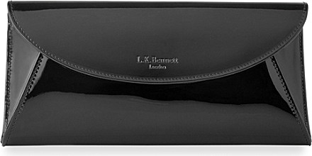 L.K.Bennett Flo Patent Leather Envelope Clutch Bag in Black - Lyst