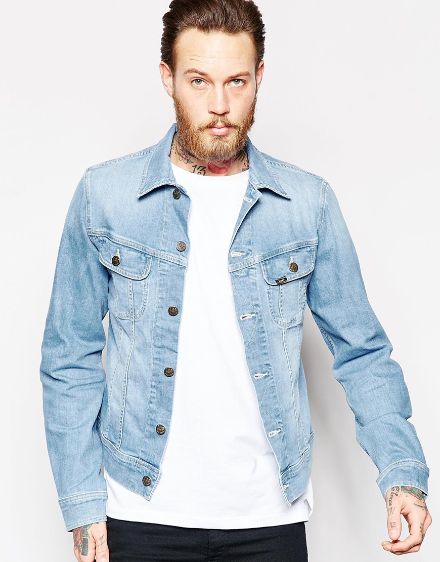 71af476479b Lyst - Lee Jeans Denim Jacket Slim Fit Rider Light Wash Stretch in ...