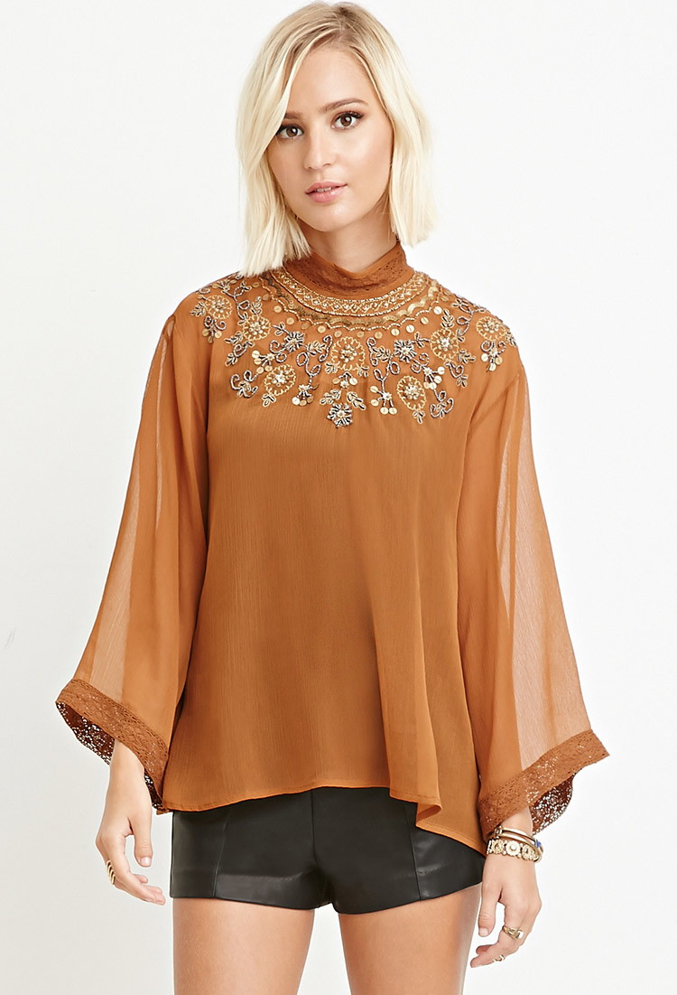 gold chiffon top
