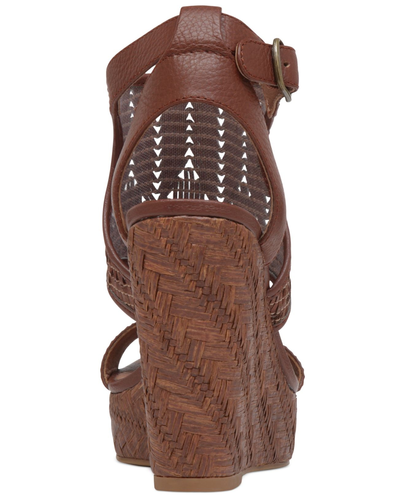 Lucky brand Women's Laffertie Platform Wedge Sandals in Brown | Lyst