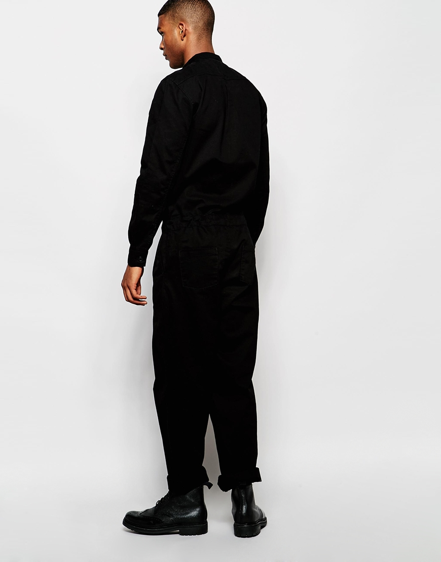 ASOS Cotton Boiler Suit In Twill in Black for Men Lyst