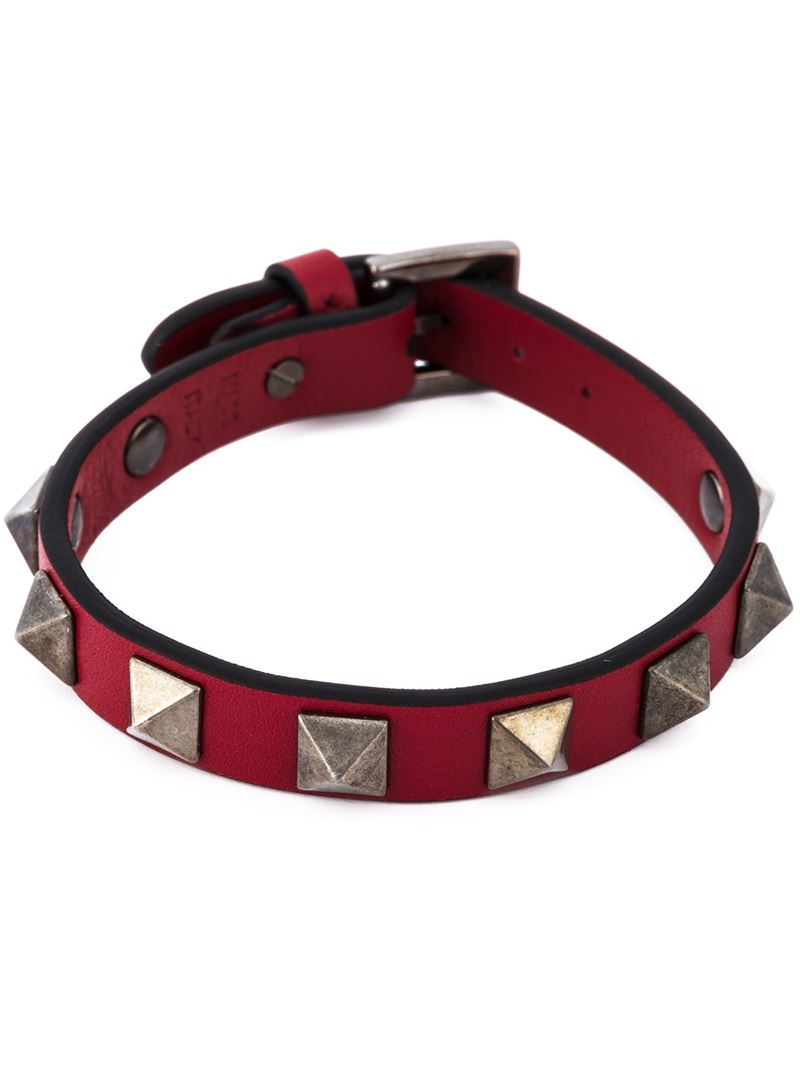 Valentino 'Rockstud' Bracelet in Red for Men - Lyst
