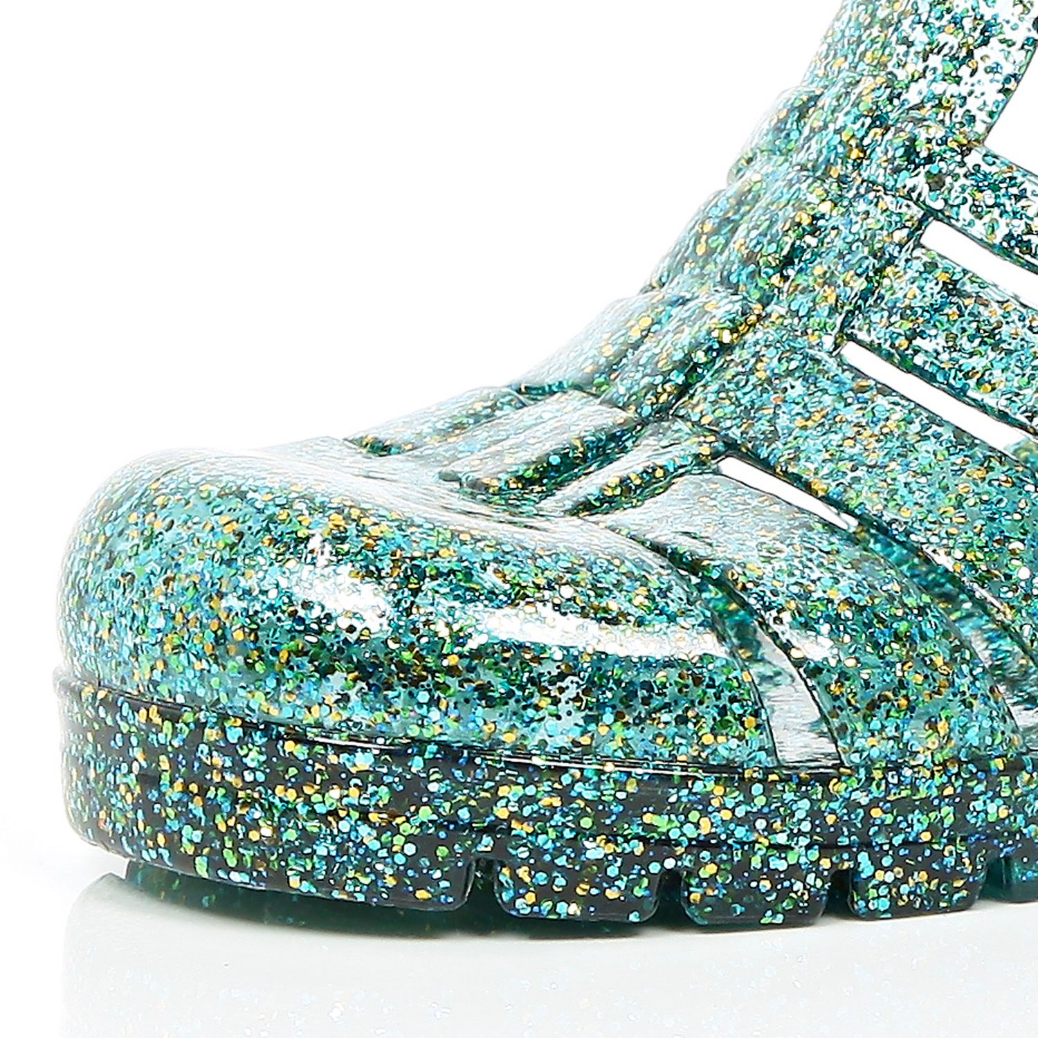 River Island Green Glitter Block Heel Jelly Shoes Lyst