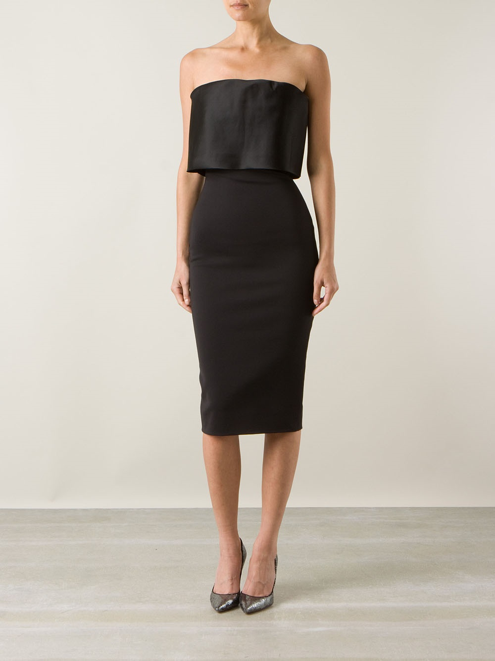 Victoria Beckham Strapless Bustier Dress in Black - Lyst