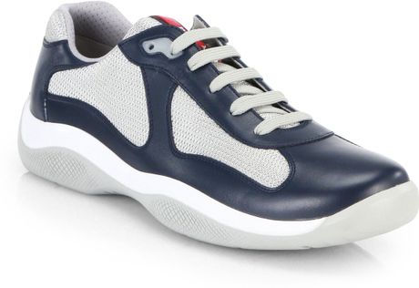 Prada Leather America'S Cup Sneakers in Blue for Men (NAVY-WHITE) | Lyst