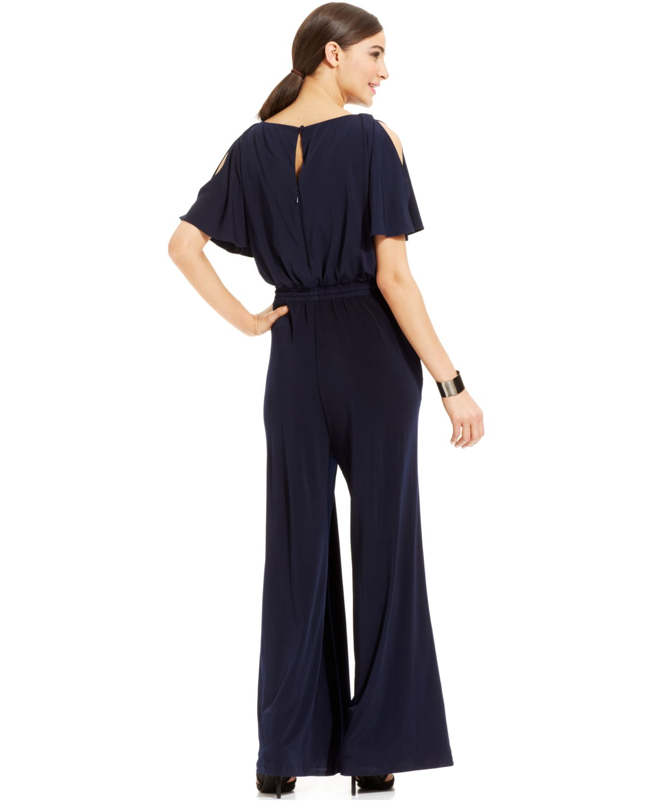 Vince Camuto Wide-leg Cowl-neck Jumpsuit in Navy (Blue) - Lyst