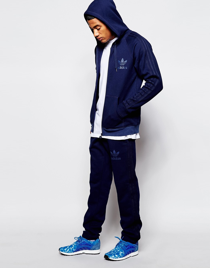 adidas trefoil hoodie blue