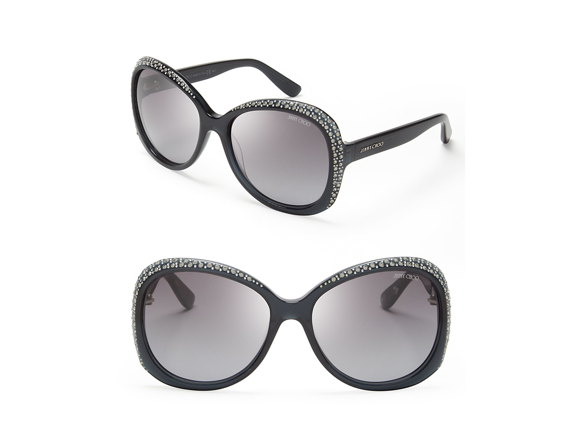 Jimmy Choo Lu Crystal Oversized Sunglasses in Dark Grey (Natural) Lyst