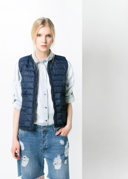 Mango Foldable Quilted Gilet in Blue (Navy) | Lyst