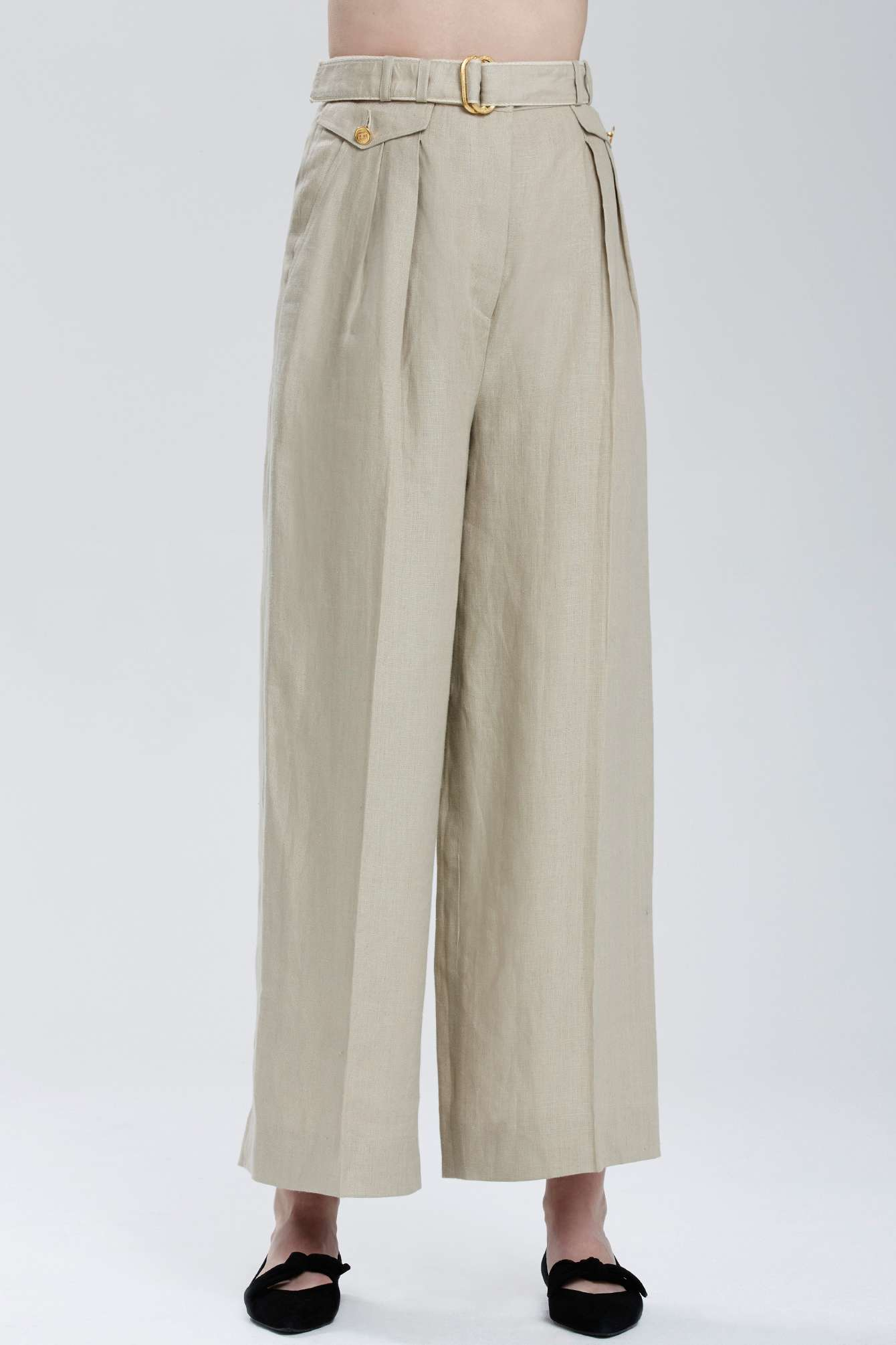 Nasty gal Vintage Chanel Lanester Wide-Leg Trousers in Khaki | Lyst