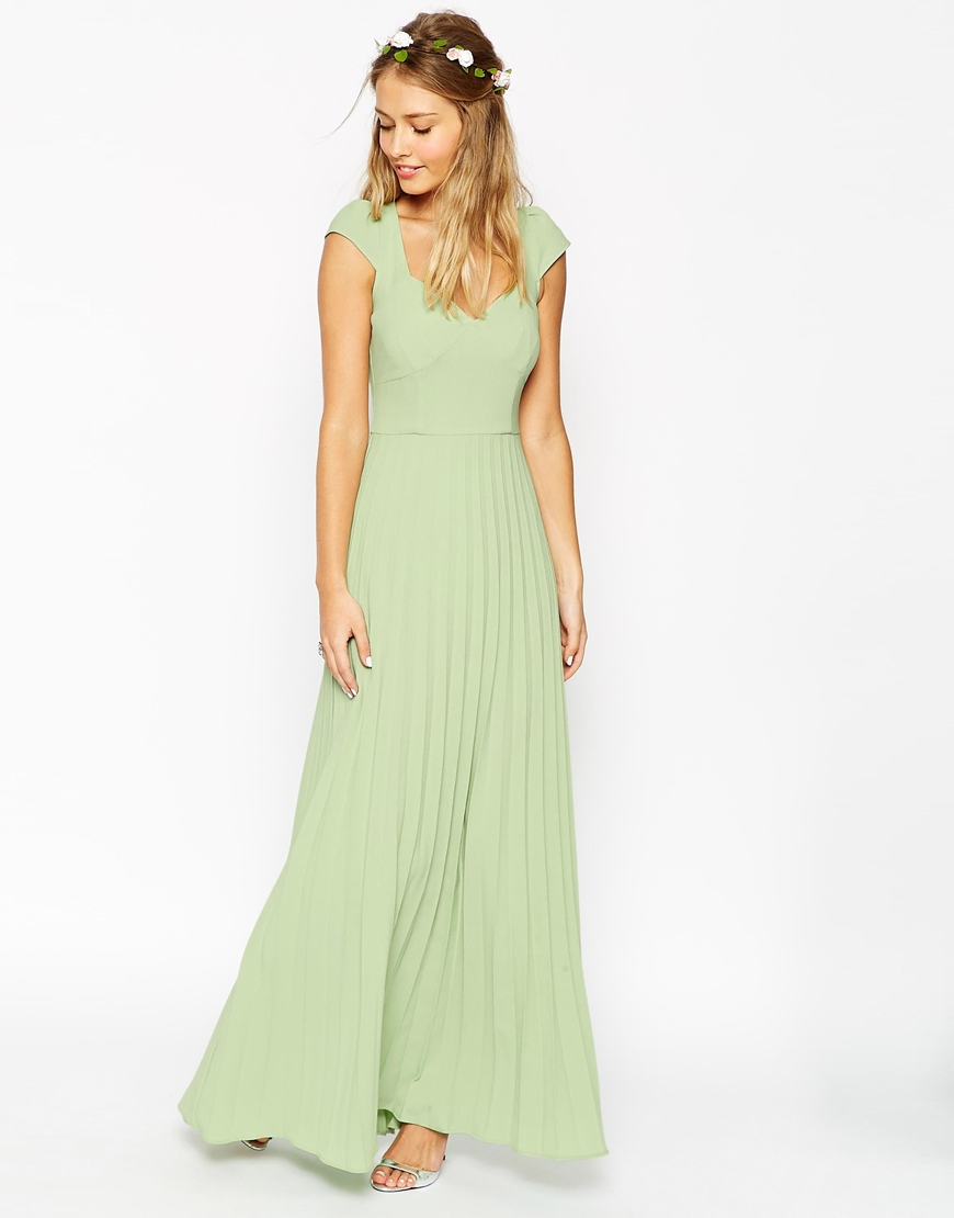 Lyst Asos  Wedding  Maxi Dress  With Pleated Skirt And 