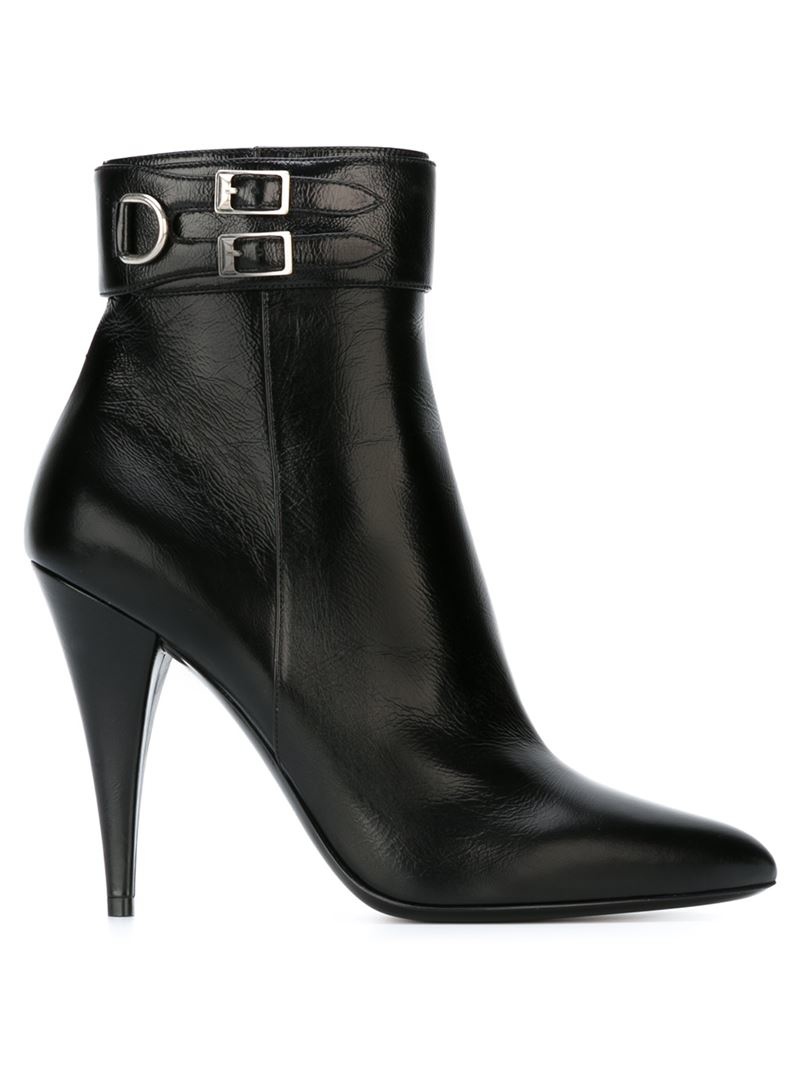 Saint Laurent French Leather Ankle Boots in Black | Lyst
