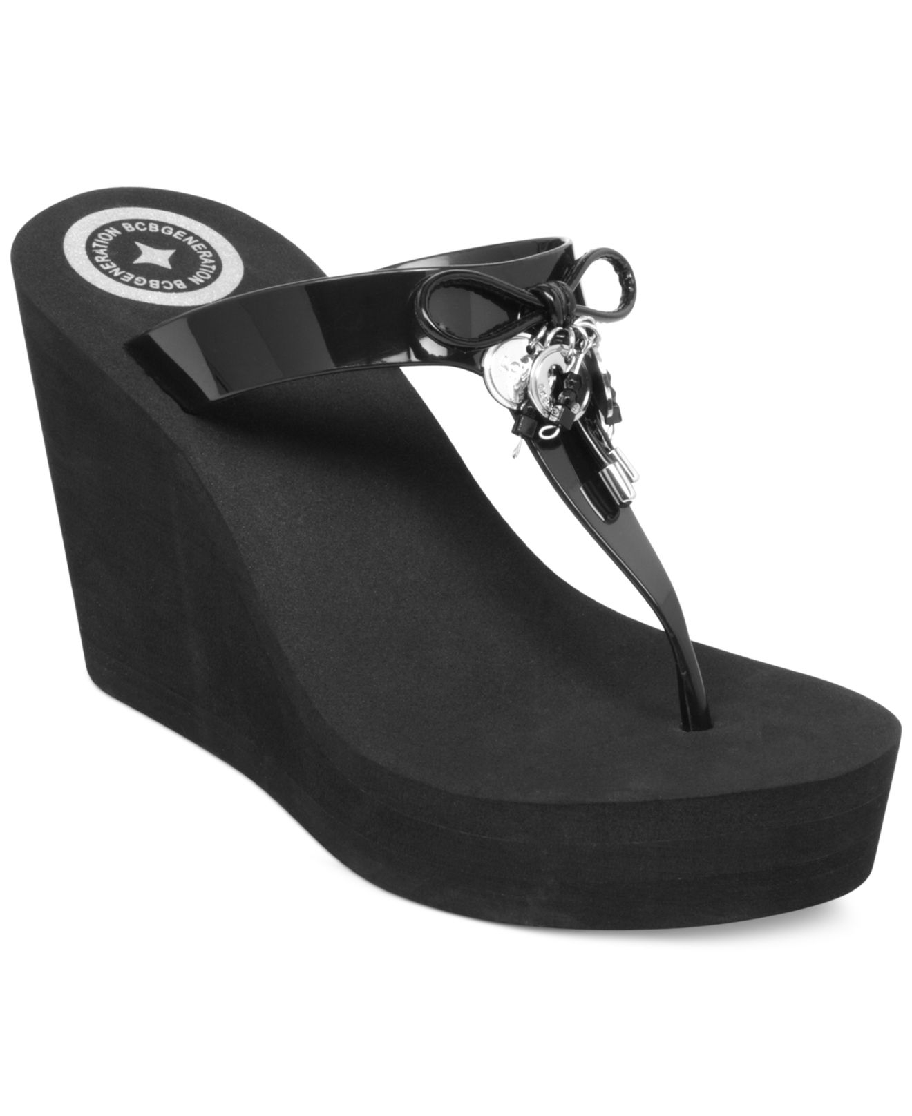 Bcbgeneration Hank Platform Wedge Thong Sandals in Black Lyst