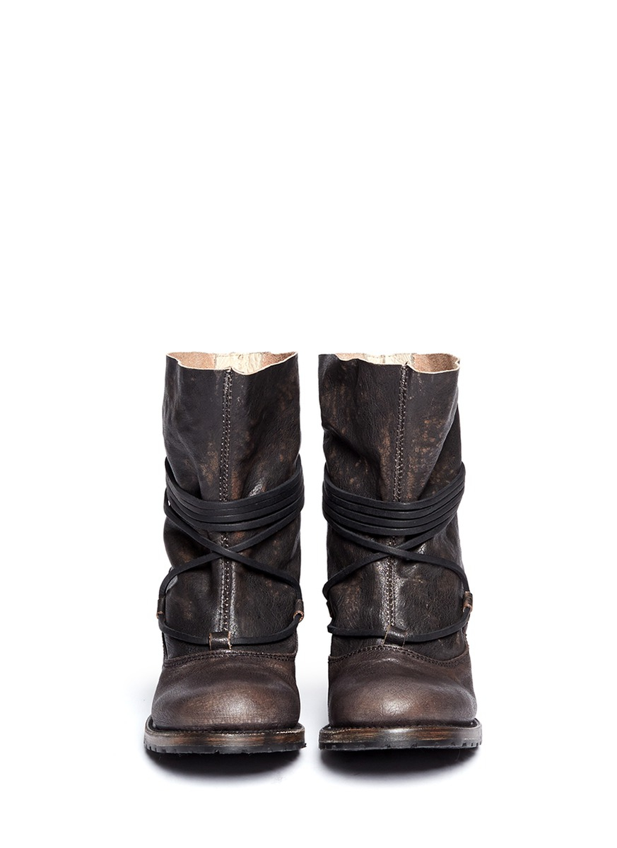 black string up boots