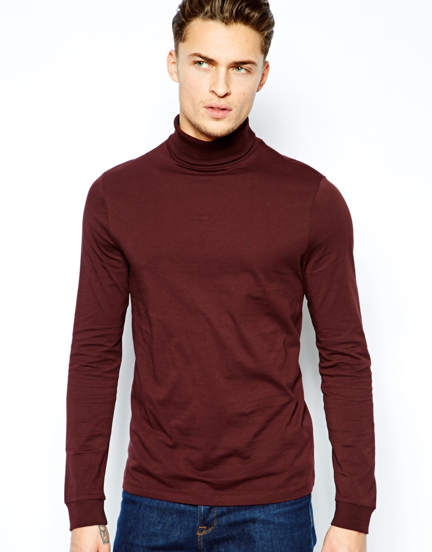roll neck t shirt mens