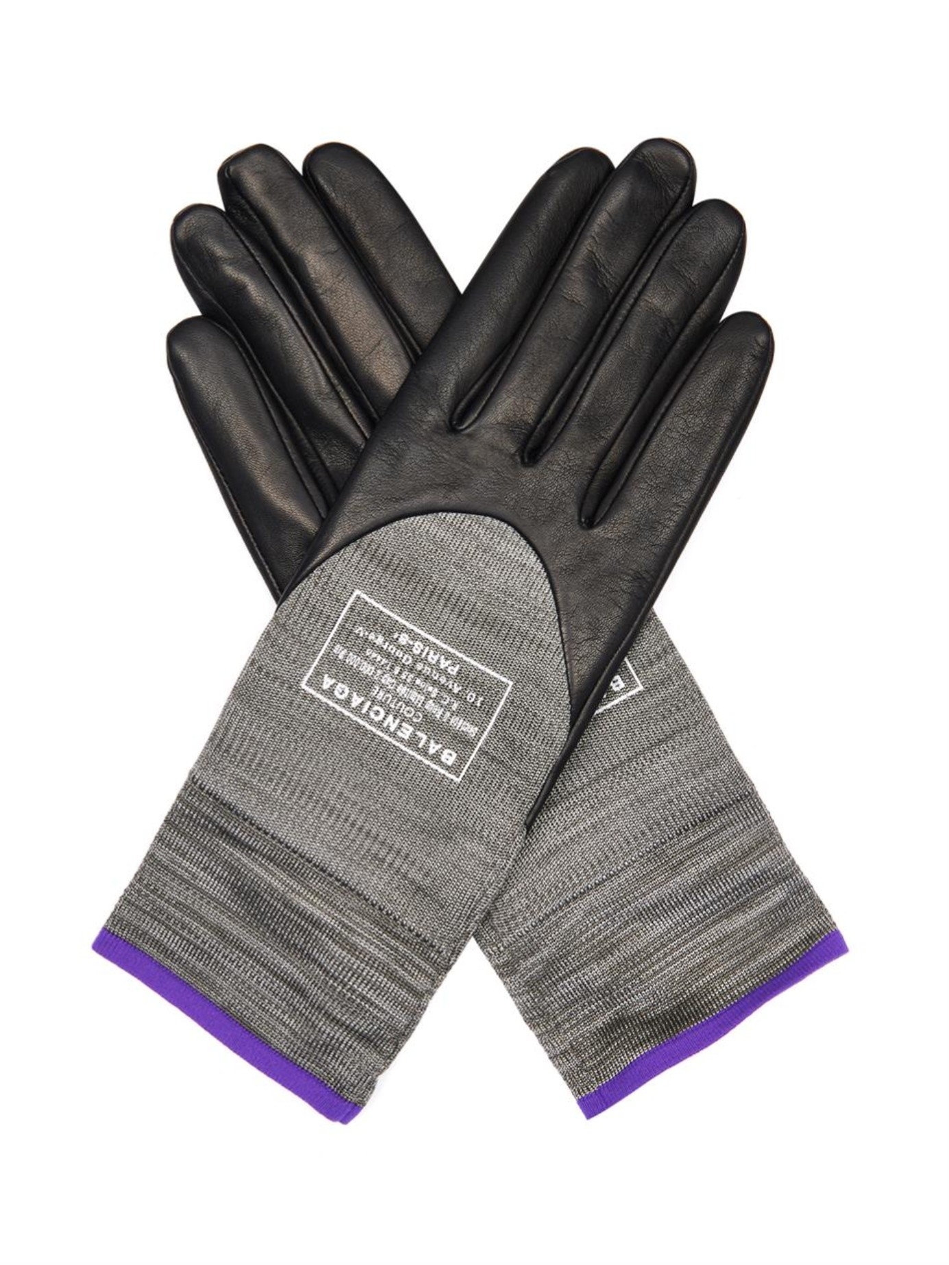 Balenciaga Leather And StretchKnit Gloves in Black Lyst