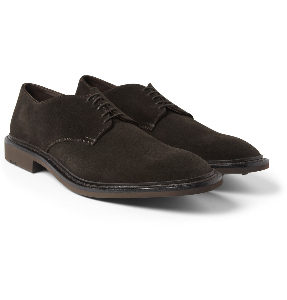 brown suede derby shoes