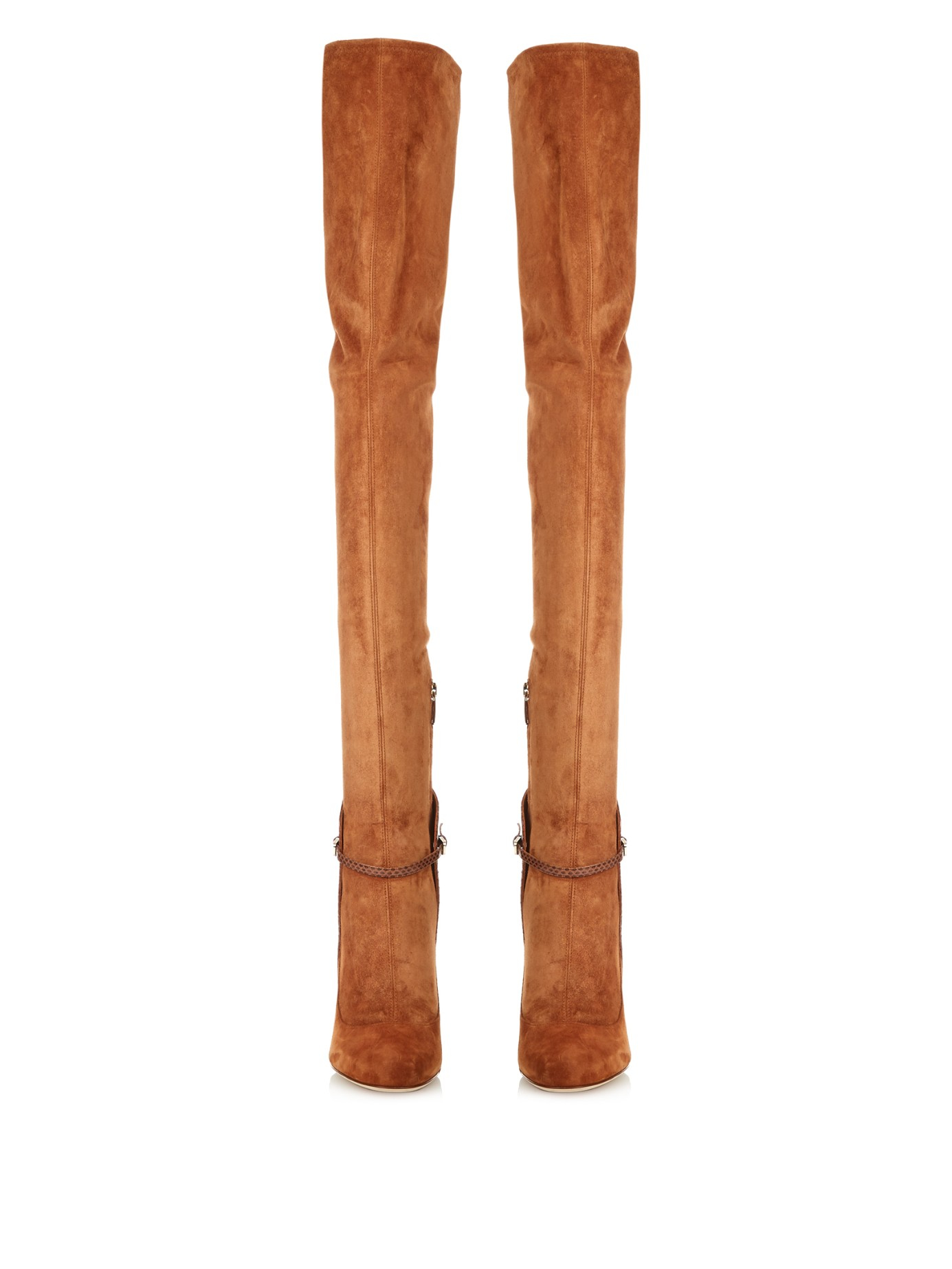 tan stretch knee high boots