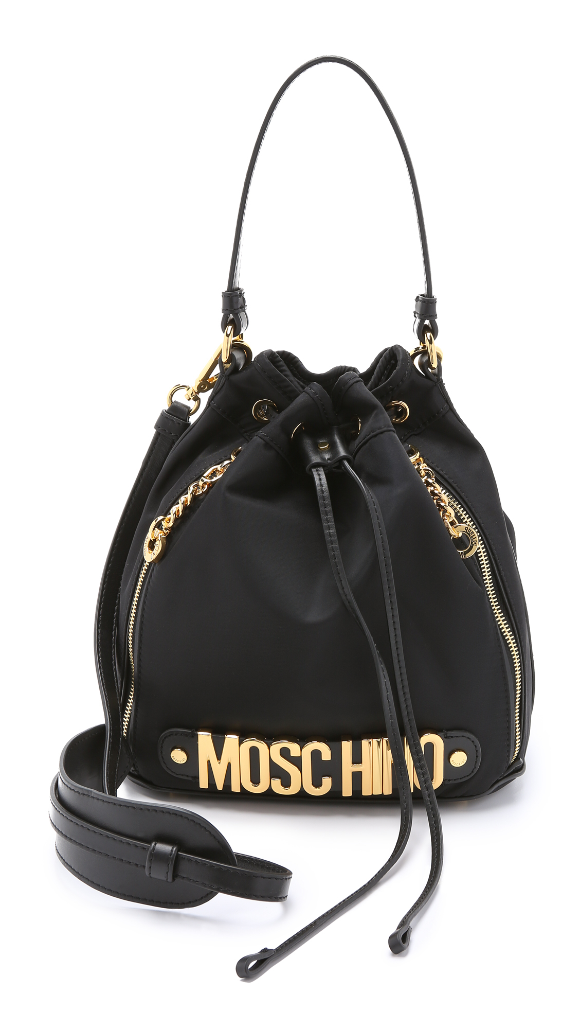 Womens Bags Bucket bags and bucket purses Love Moschino Plaque-logo Bucket Bag in Black Save 13% 
