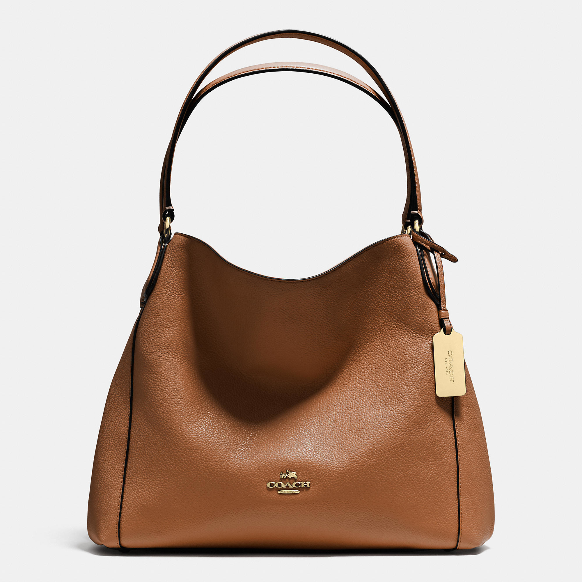 Coach Edie Shoulder Bag 31 In Refined Pebble Leather in Brown (LIGHT