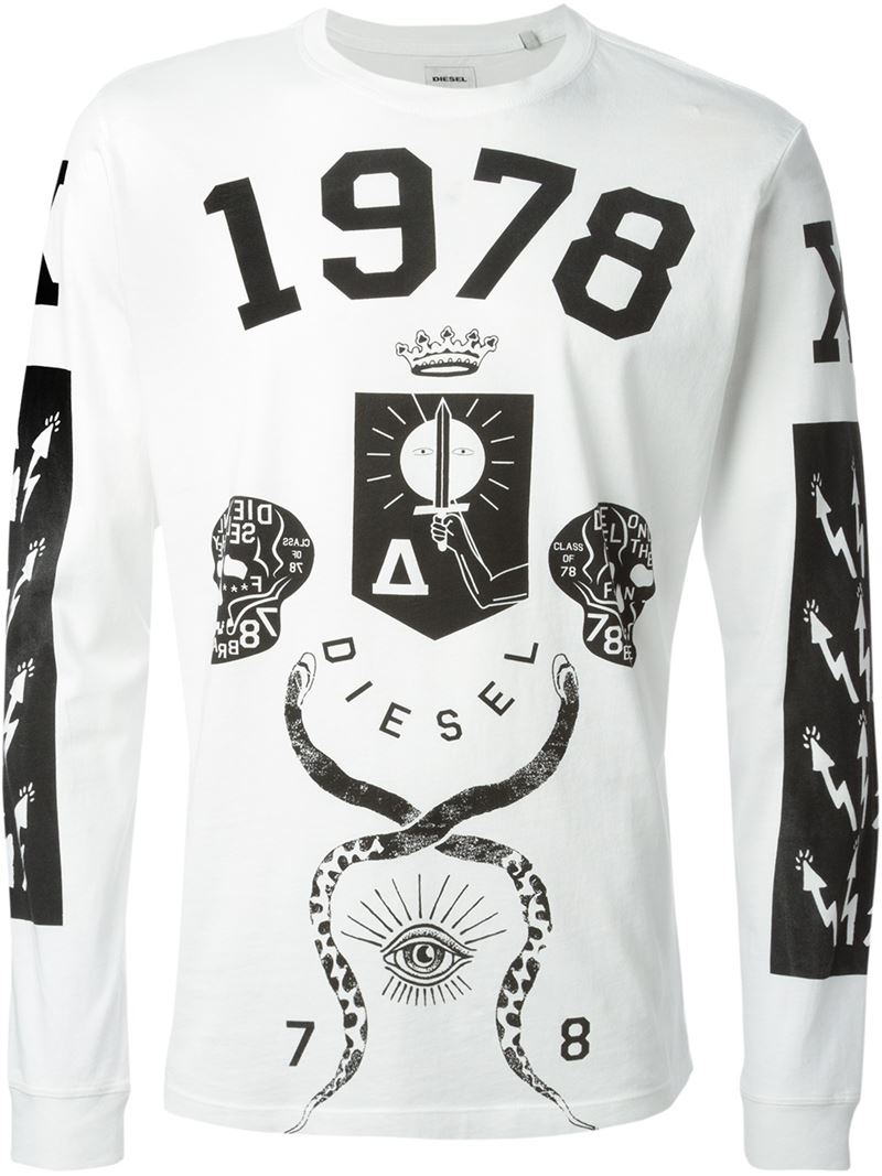 DIESEL 'T-Illuminati' T-Shirt in White for Men | Lyst