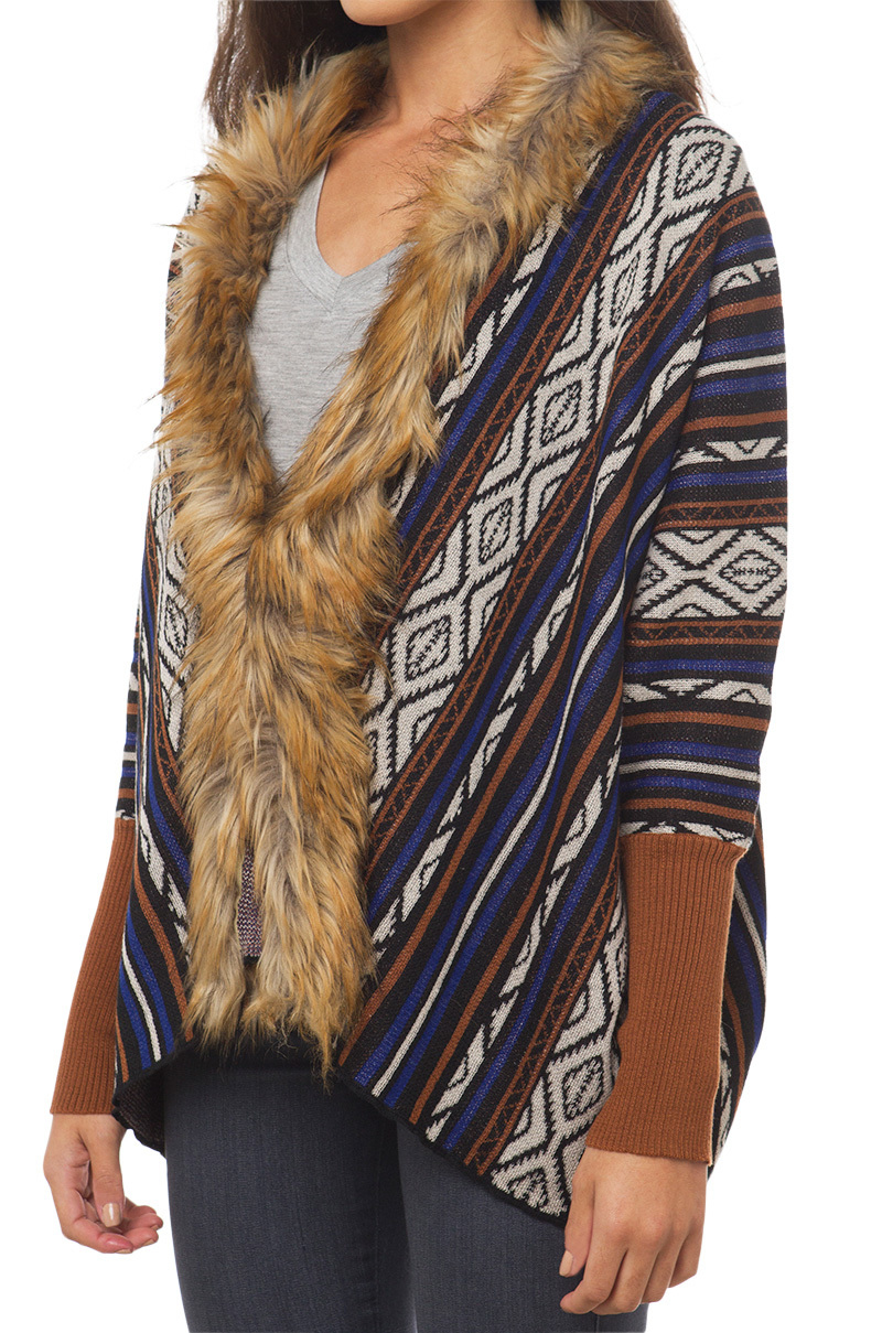 Printed Long Cardigan Blue