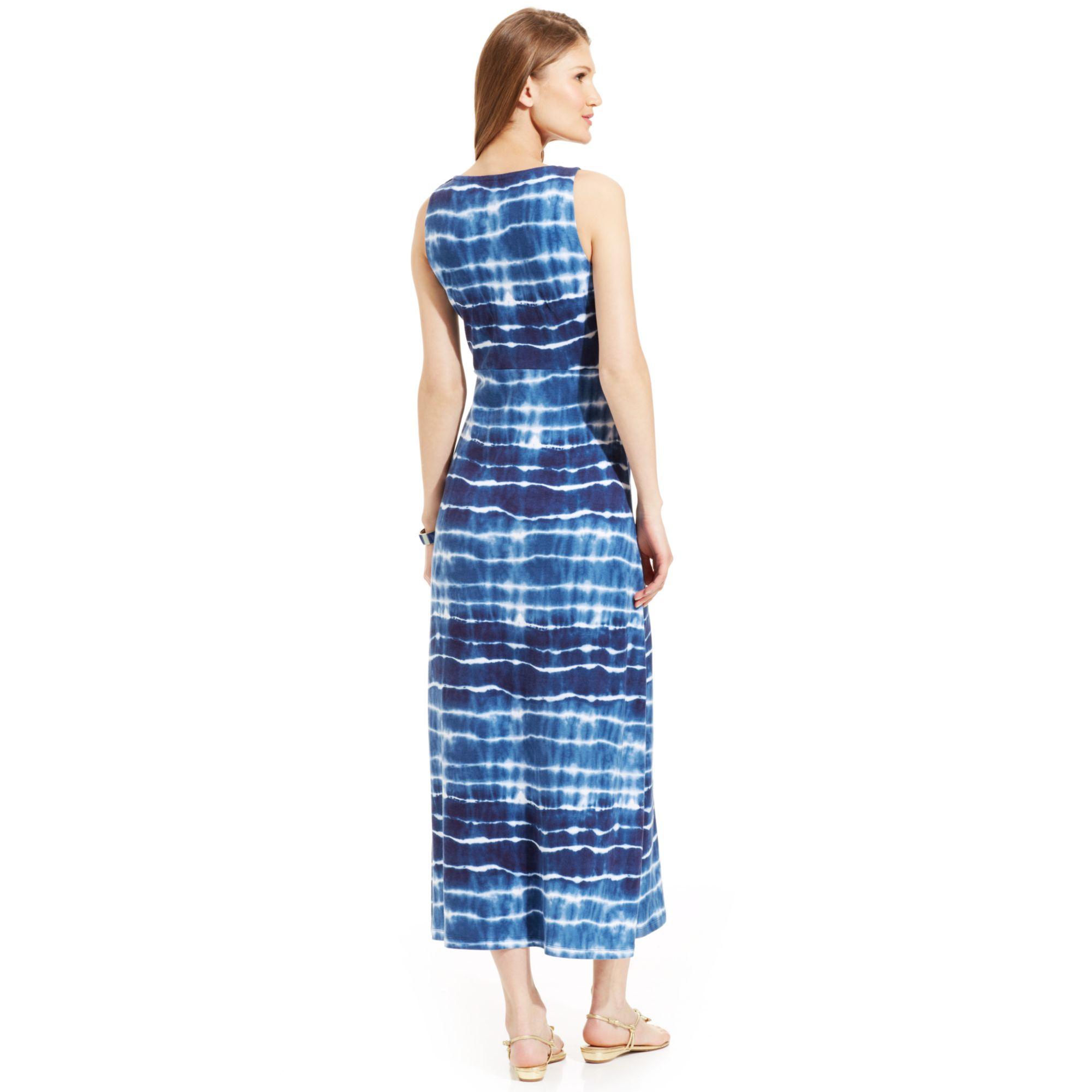 Lyst - Jones New York Sleeveless Seamed Tiedye Maxi Dress in Blue