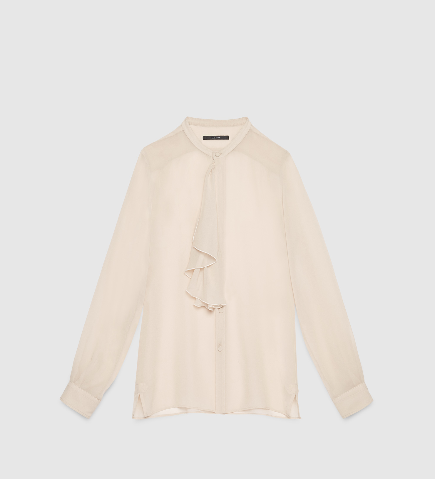 Gucci Silk Shirt With Ruffle in Natural 