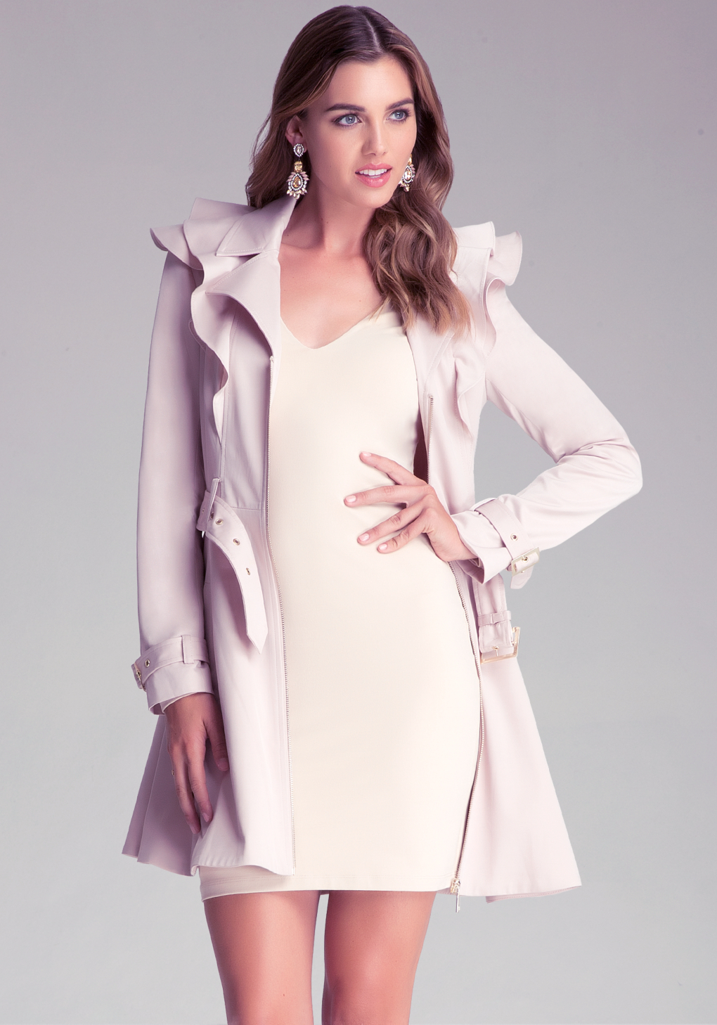 Bebe Nicola Trench Coat In Blush Pink Lyst