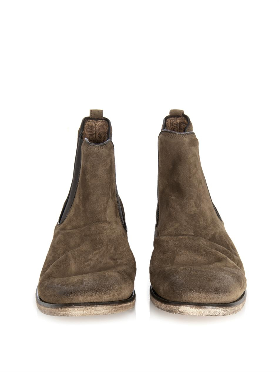 John Varvatos Distressed Suede Chelsea Boots in Brown for Men - Lyst