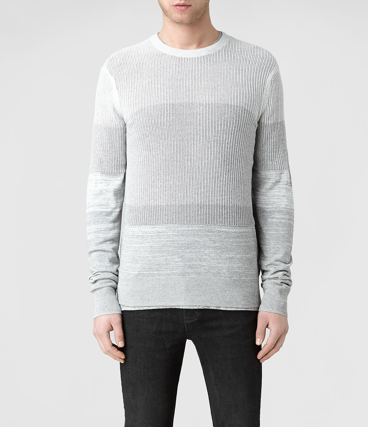 AllSaints Deft Crew Jumper in Light Grey Marl (Gray) for Men - Lyst