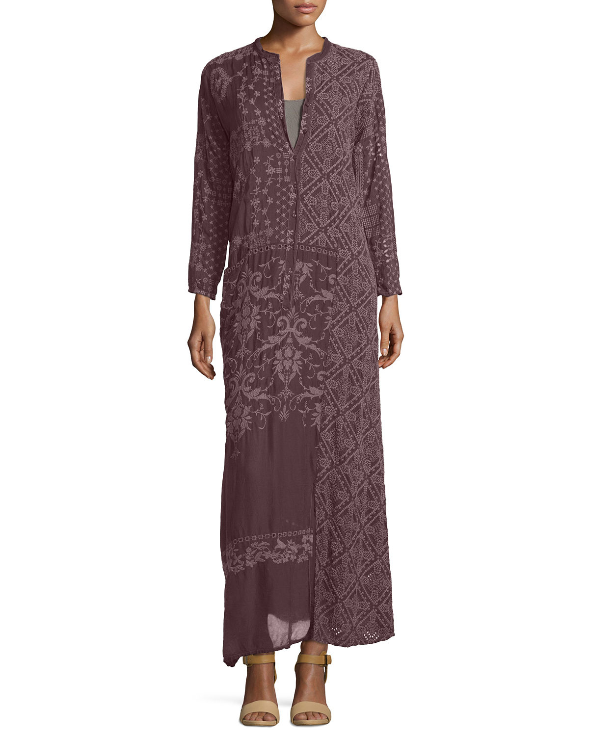 Johnny Was Longsleeve Embroidered Maxi Dress in Purple Lyst