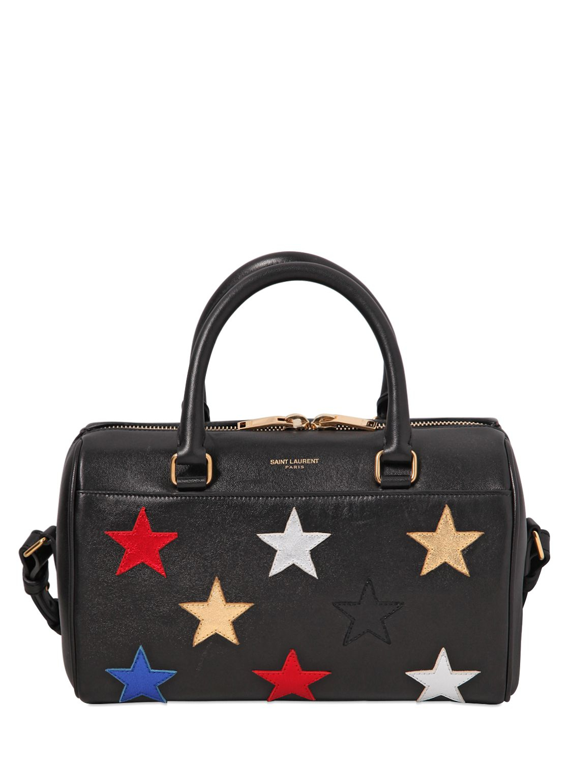 Saint laurent Baby Duffle Stars On Leather Bag in Black | Lyst