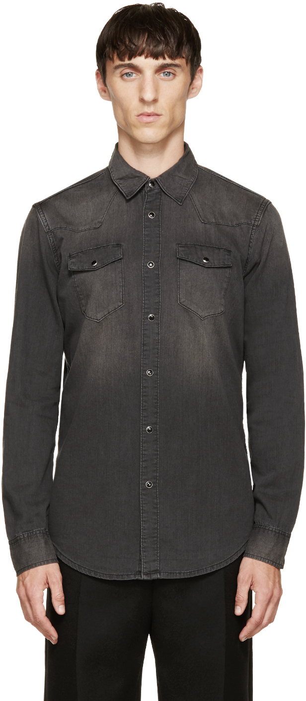 black faded denim shirt