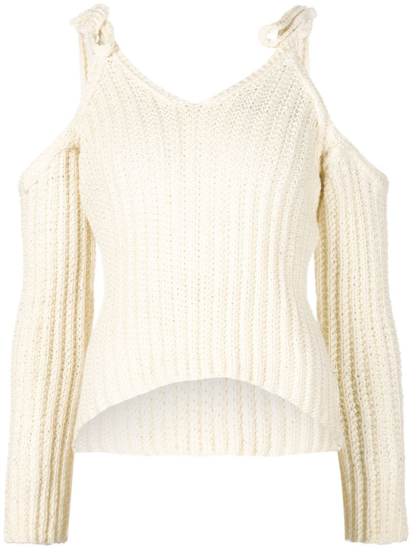 tan off shoulder sweater