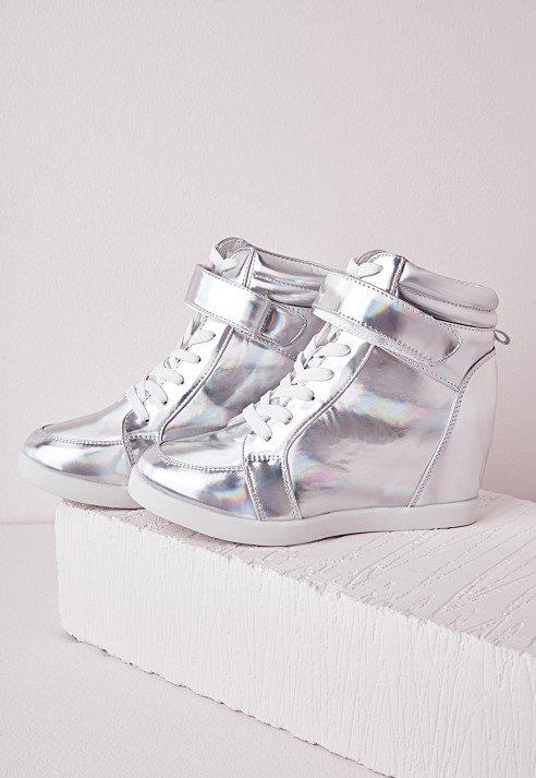 silver high top trainers