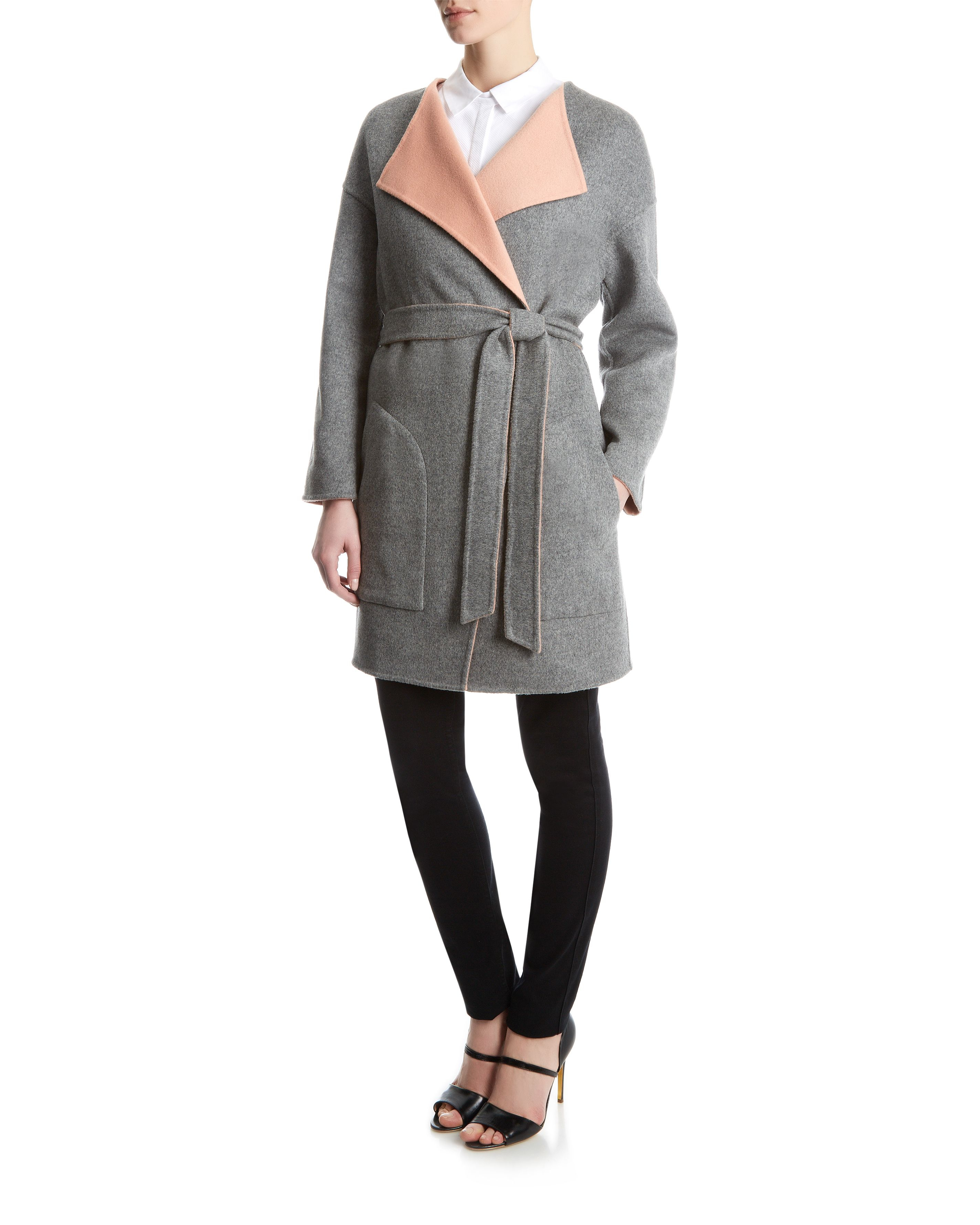 Jaeger Wool Reversible Coat in Pink Lyst