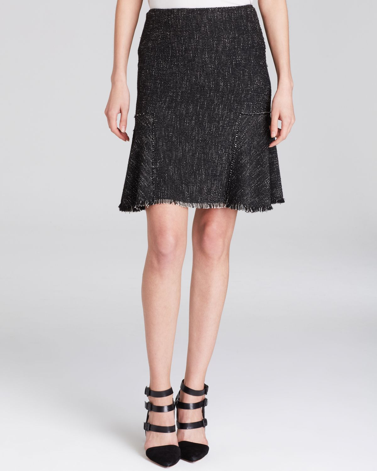 Elie Tahari Bonnie Tweed Skirt in Black - Lyst