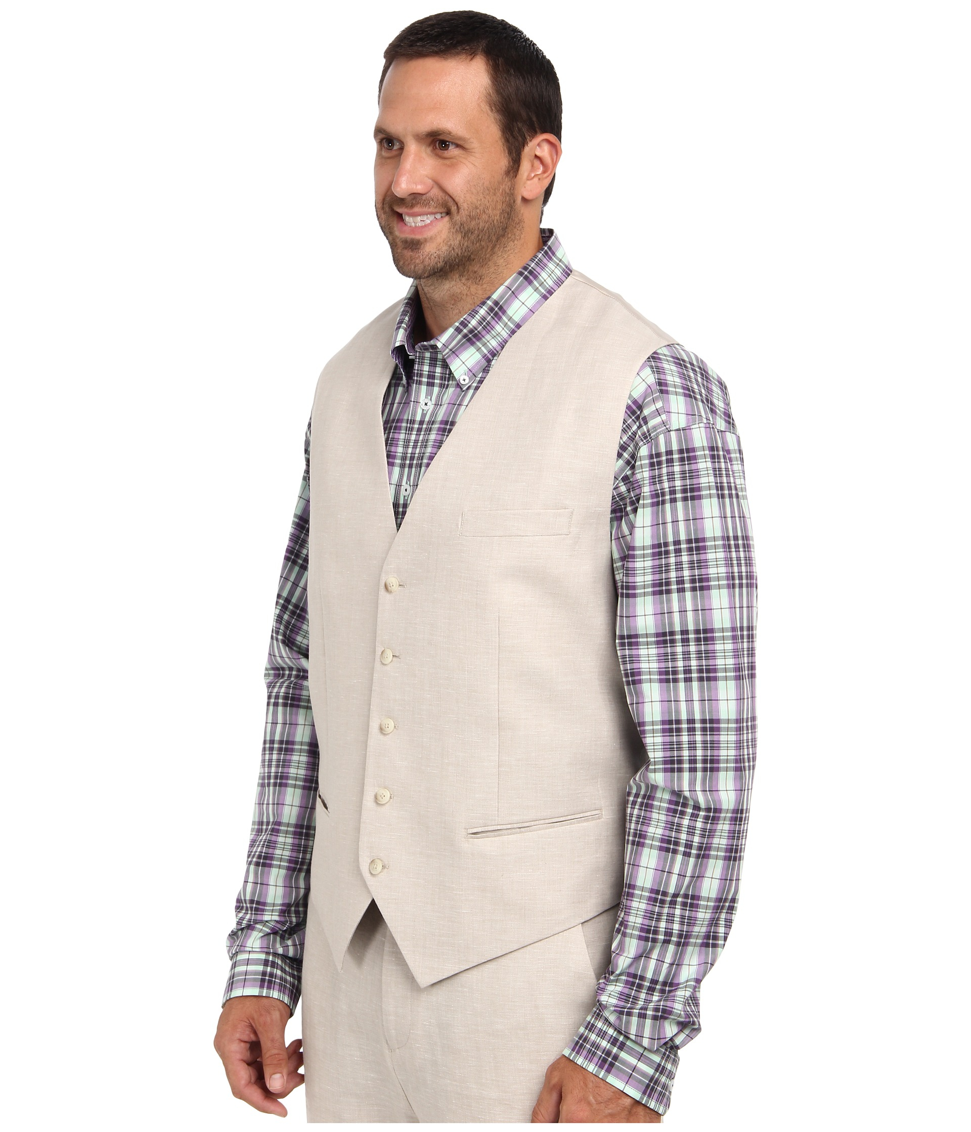 Perry Ellis Men's Big and Tall Linen Suit Vest
