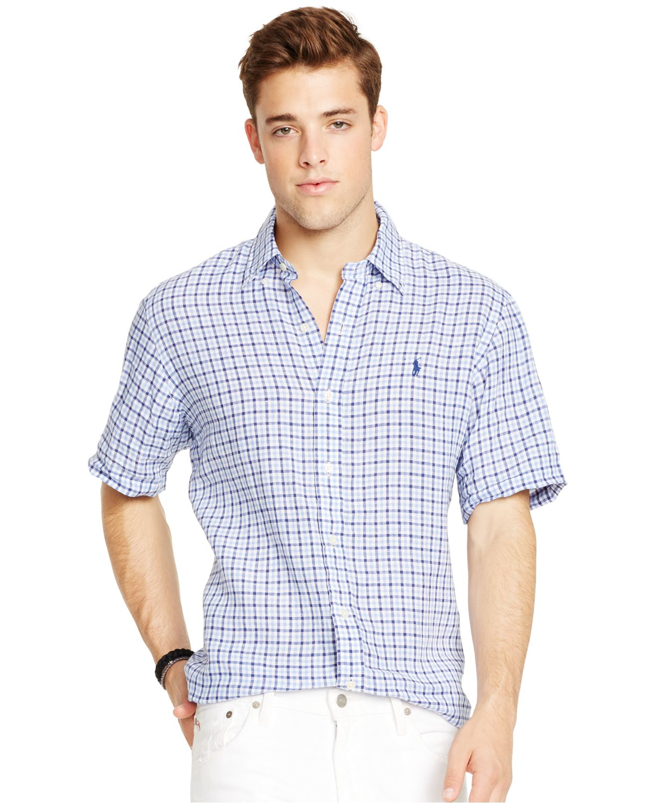 ralph lauren short sleeve check shirt