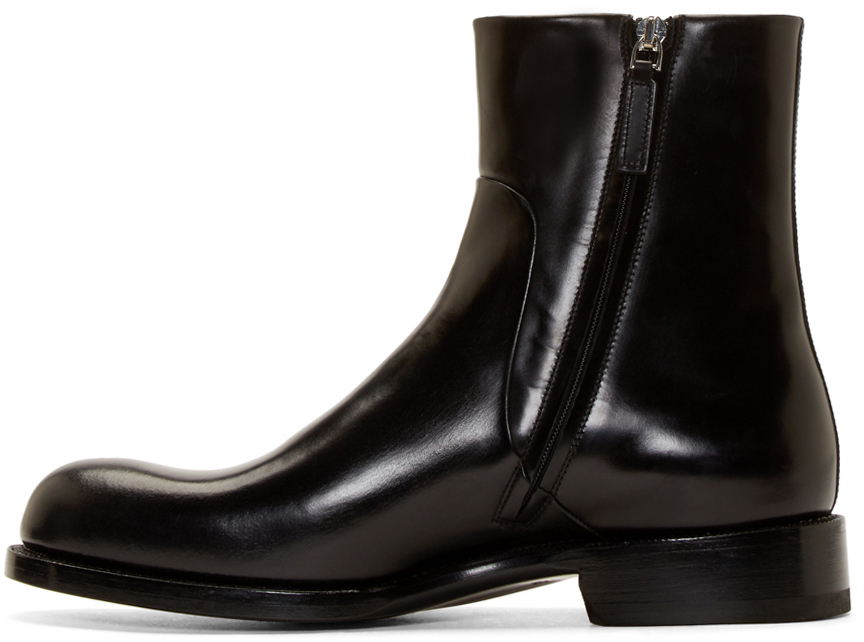 Jil Sander Black Leather Zip up Boots for Men Lyst