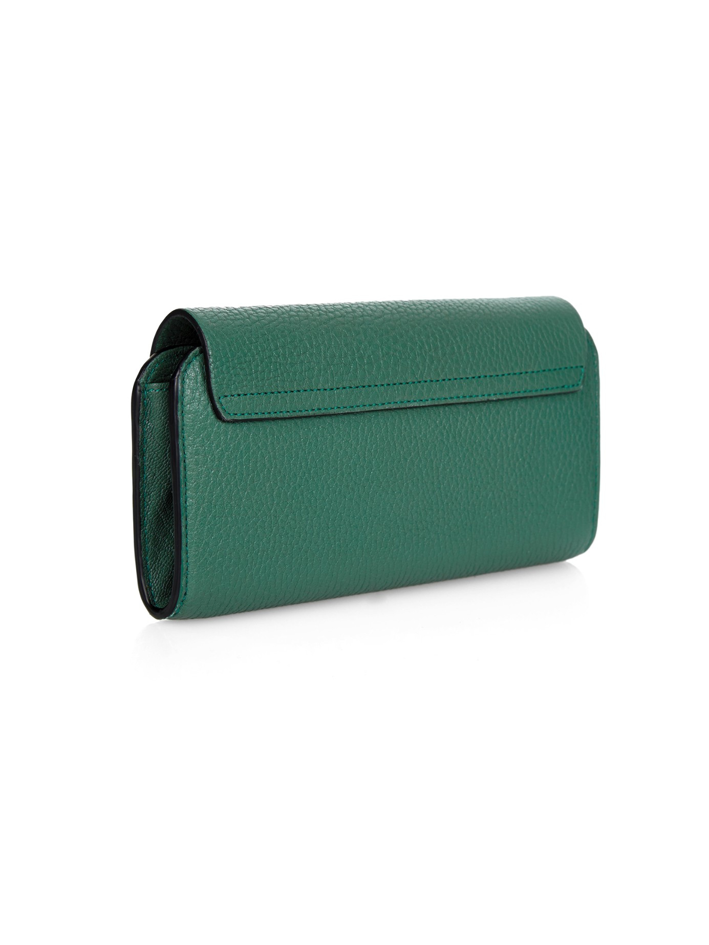 Chlo Drew Grained-Leather Continental Wallet in Gold (GREEN) | Lyst