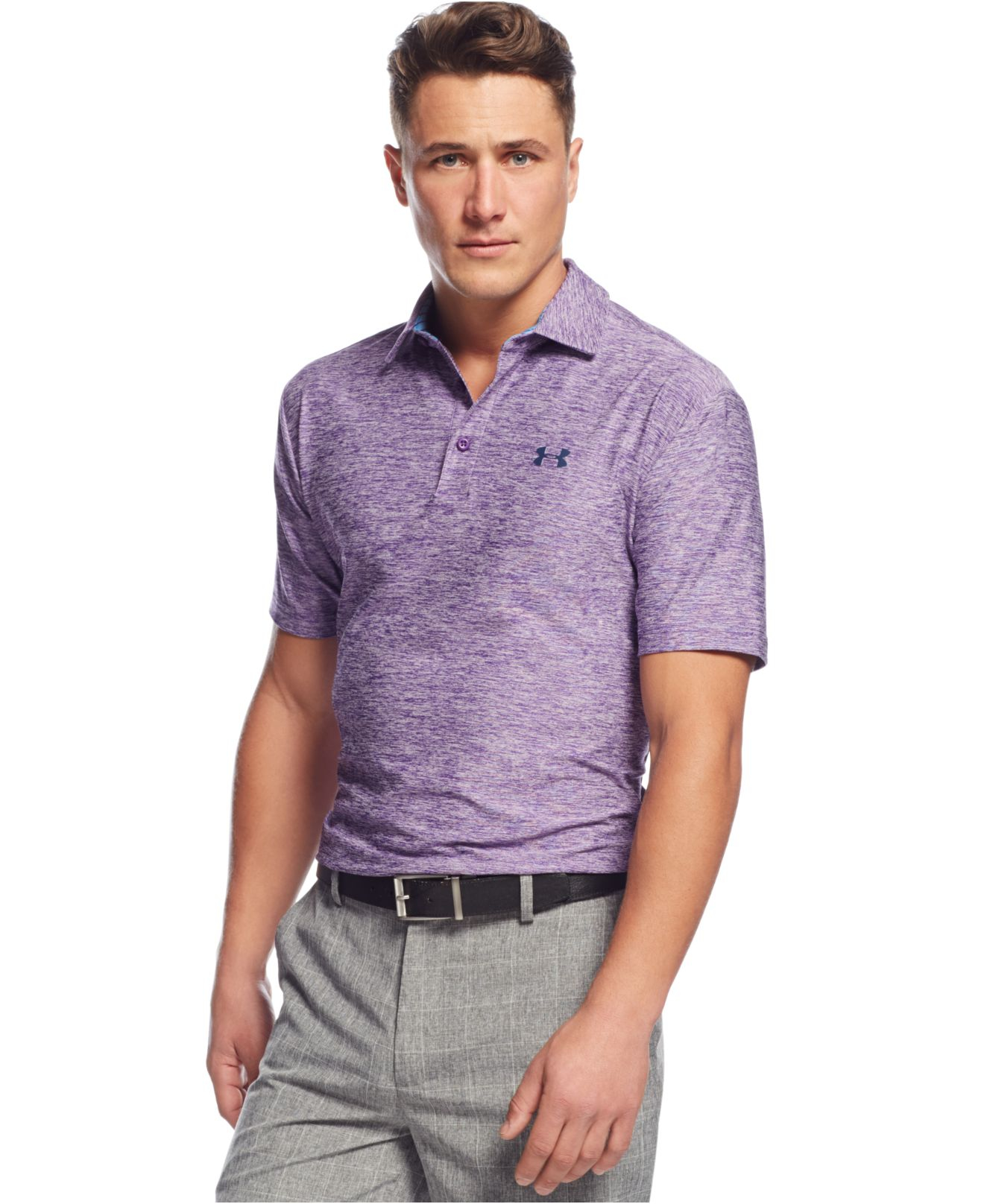Under Armour Playoff Heathered Heatgear Golf Polo in Purple for Men | Lyst