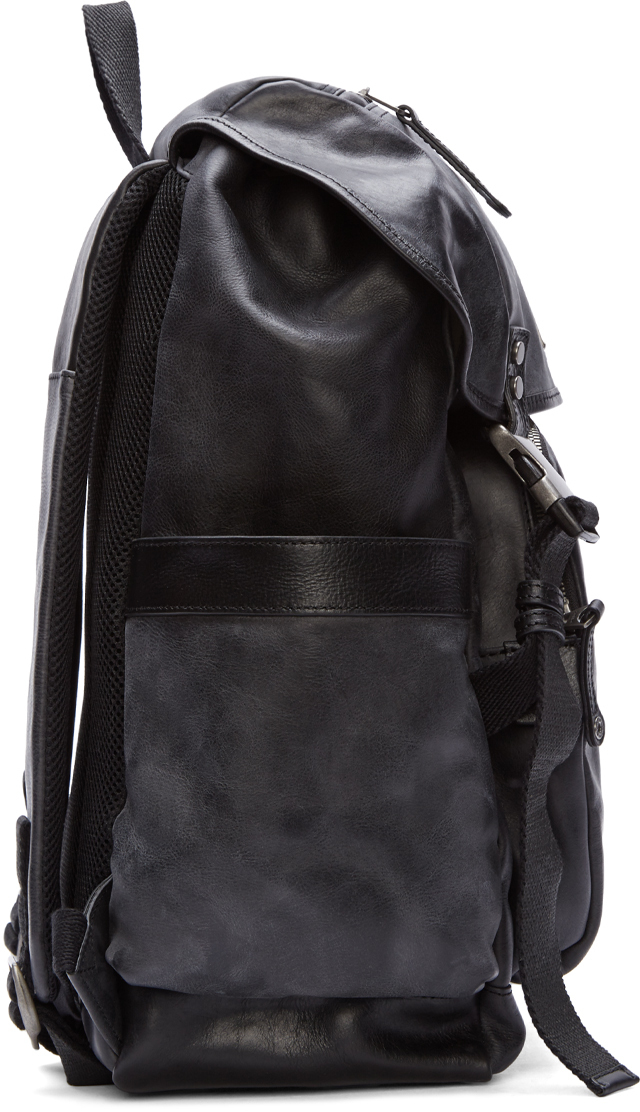 DIESEL Black Leather Blust Backpack for Men | Lyst