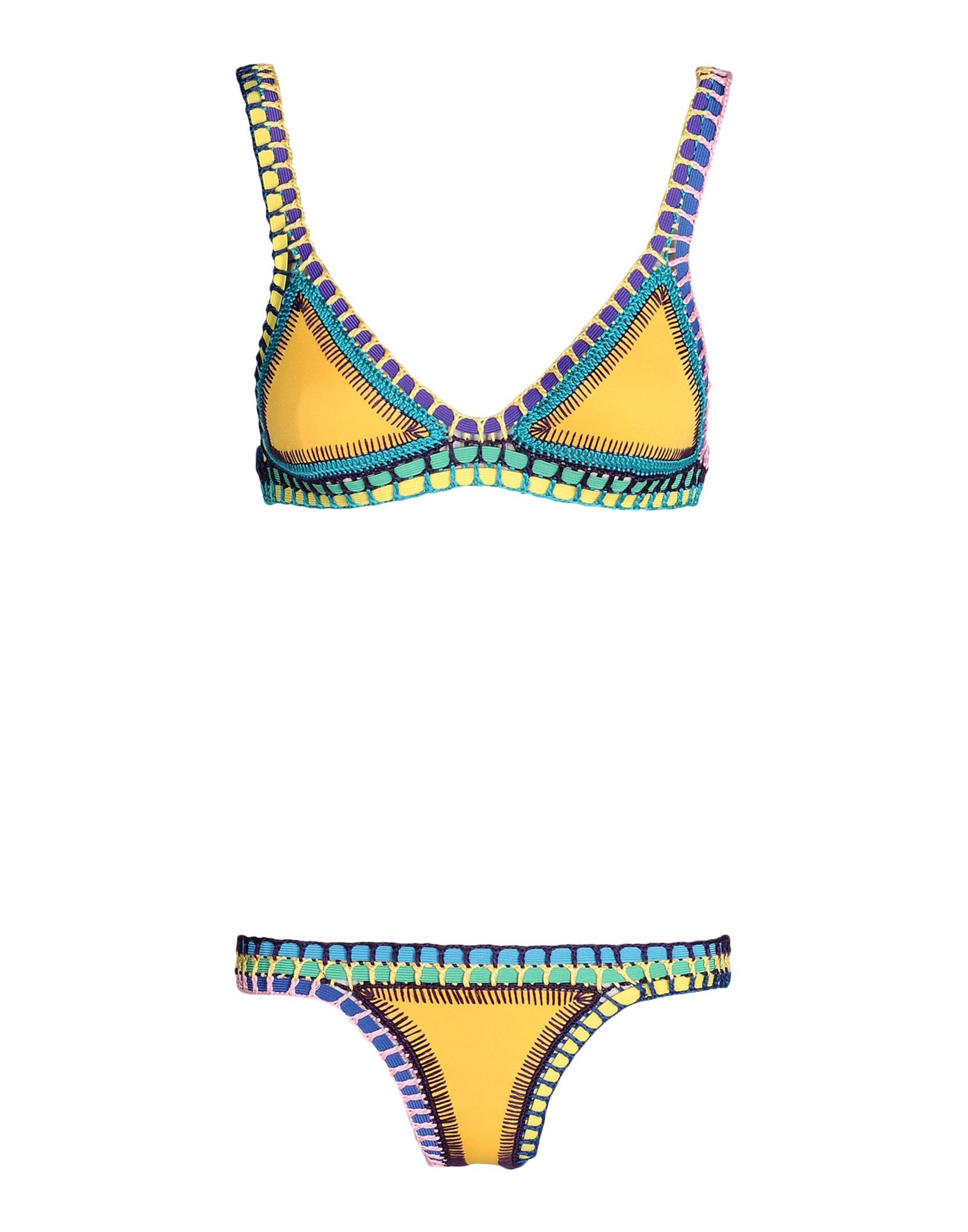 Kiini Ro Crochet-Trim Bikini in Yellow | Lyst