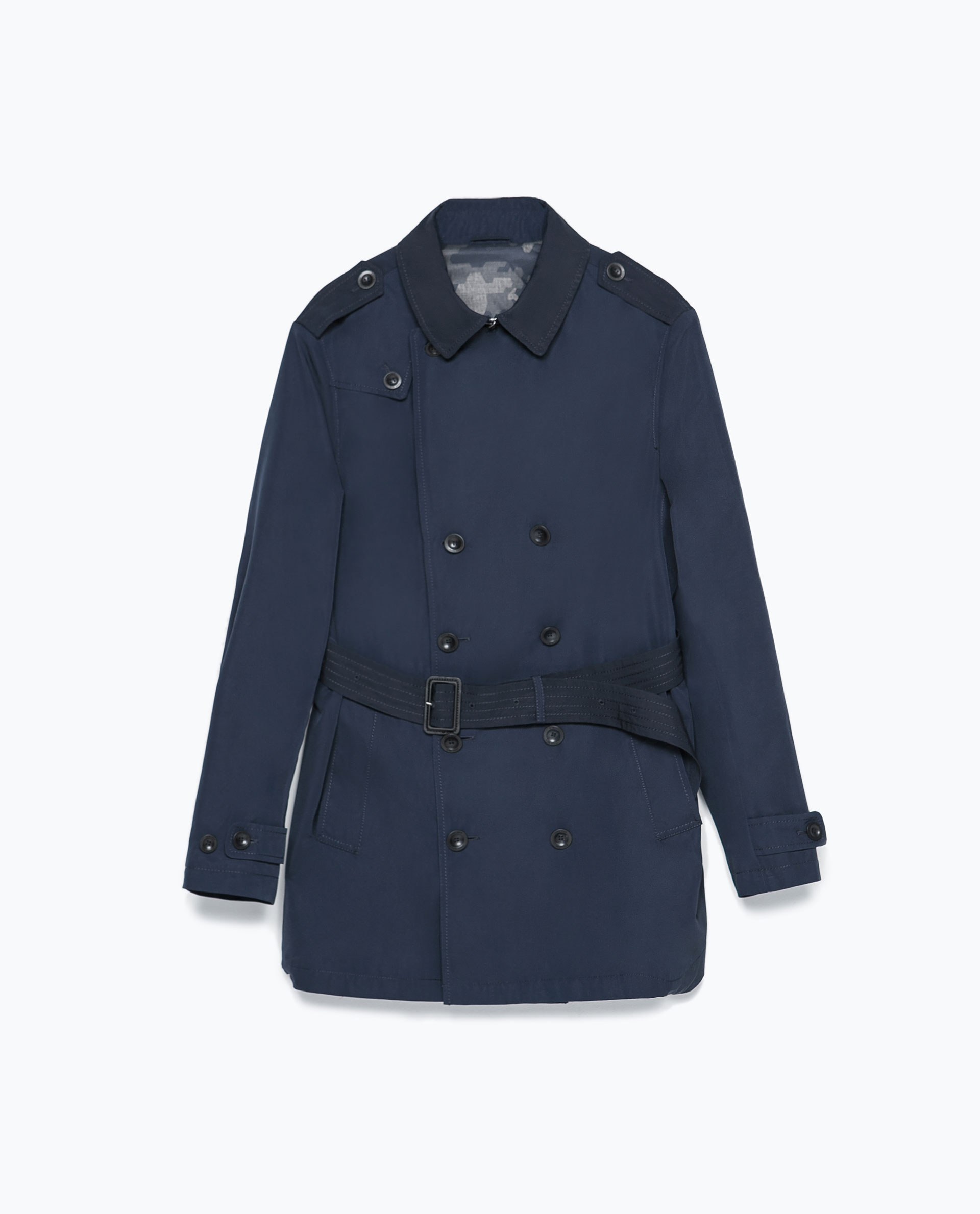 Zara DoubleBreasted Trench Coat in Blue for Men (Navy blue) Lyst